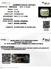 3.74/CT Natural Yellow Sapphire With Govt Lab Certificate (6771)